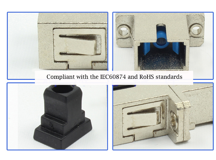 SC Metal Optical Adapter Singal Mode Singal Core Flange